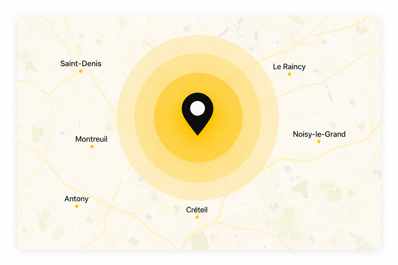 Carte des zones d'intervention Taxi Express